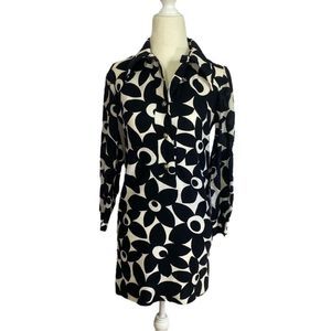 Vintage Black and White Floral Art Deco Monochromatic 1970’s Mini Dress